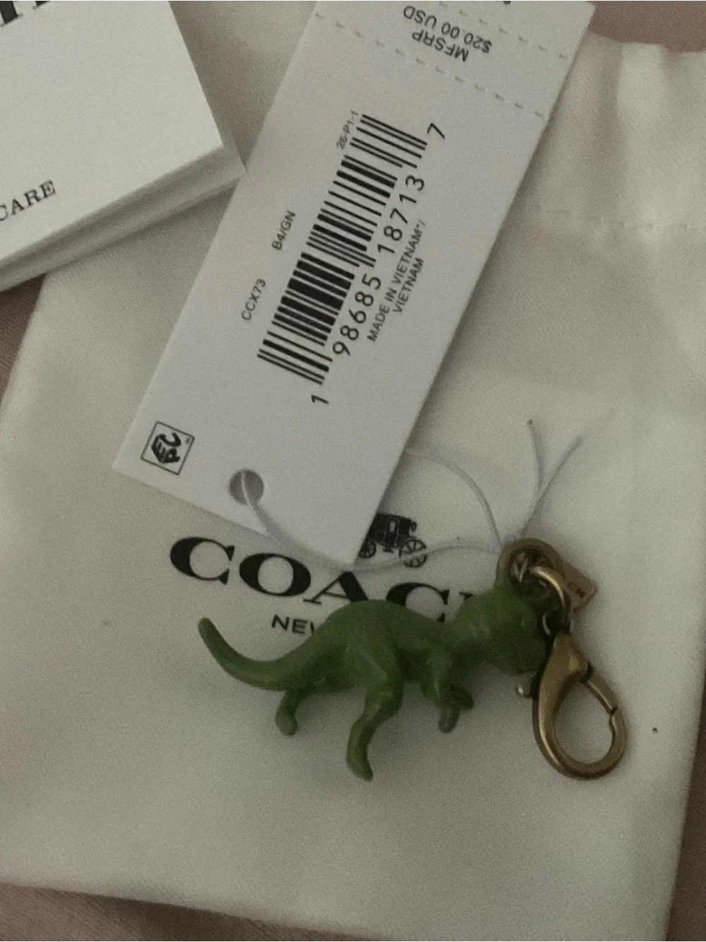 Coach Green Dinosaur Charm Key Clip